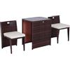Outsunny Set Mobili da Giardino Salvaspazio con 1 Tavolo e 2 Sedie in Rattan