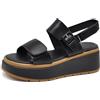 IF Scarpe Sandali Con Zeppa da Donna con Platform Plateau Fascia Regolabile Chiusura Strappo Comode GY8518 nero N.40