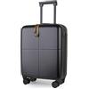 JLY Valigia rigida in policarbonato Covestro con chiusura TSA e ruote silenziose, Nero, Piccola (55 cm)