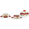 THUN - Set 2 tazzine caffè con zuccheriera Sweet Christmas - Porcellana - Linea Natale - Living, Arredare la Casa - tazzina Ø: 6,5 cm; 5,5 cm h; piattino Ø : 11,5 cm; zuccheriera:11x11x120 cm h