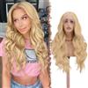 FESHFEN Parrucca Lace Front Parrucche Sintetiche senza colla Lunghe Ondulate con HD Lace per Donne, Biondo 70 cm