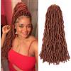 Alaleibaby Extensioni per capelli finte da 45,7 cm con trecce lavorate all'uncinetto, ciocche morbide pre-montate, 6 confezioni/lotto, ciocche finte ricci e ondulate, dea in fibra sintetica