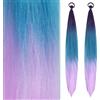 Dalababa 2 Pezzi Extension Capelli Colorati Bambina, Extension Coda Finta Capelli Colorate con Fascia Elastica, Coda di Cavallo Sintetiche Accessori per Ragazze Donne Partito Festival