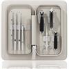 GLAMNE Set di tagliaunghie 9 in 1 con pinzette, forbici e custodia in pelle con cerniera