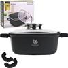 KARL HAUSMANN Pentola Antiaderente - 4.4 Litri - 24 cm - Casseruola Induzione in Alluminio Pressofuso con Coperchio - Pentola per Tutti i Piani Cottura - Pentole Antiaderenti per Pasta - Pot - Tegame