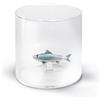 WD Lifestyle - Bicchiere in Vetro Borosilicato 250ml con Soggetto in Vetro Colorato Interno (Tonno)