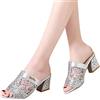 MJGkhiy Scarpe Donna Sandali Con Zeppa Sandali Donna Con Tacco Basso Sandali Sabot Donna Open Toe con Stampa Sandali Donna Eleganti Zeppa Breathable Beach Sandals