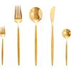 SWISON Set di posate oro per 6 persone, SWISON posate dorate acciaio inox da 30 pezzi, con coltello cucchiaio e forchetta, Design leggero