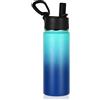 Volhoply 650ml Isolato Borraccia Termica con Coperchio di Paglia, Bottiglia in Acciaio Inox con Manico,Water Bottle a Doppia Parete, Bottiglie Sportive per Scuola,Lavoro(Gradiente, 1 set)