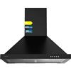 Cecotec Cappa Estrattore 60 cm Piramidale Bolero Flux PM 606500 Black A. Motore 165 W, finitura inox, aspirazione 650 m3/h, controllo meccanico, 3 livelli di potenza, luce e filtro al carbonio