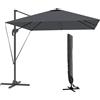 EasyComfort Ombrellone da Giardino 2.5x2.5 m a Braccio, Girevole a 360° con Manovella e Base a Croce, Grigio Scuro