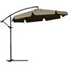 EasyComfort Ombrellone da Giardino a Braccio con Apertura a Manovella in Metallo e Poliestere, Ø2.7x2.7 m, Caffè