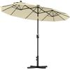 EasyComfort Ombrellone Doppio con Luci LED e Base a Croce, in Poliestere e Acciaio, 295x150x219 cm, Bianco Crema