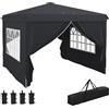EasyComfort Gazebo 3x3 ad Altezza Regolabile con Fori di Drenaggio e Borsa da Trasporto, in Metallo, Grigio