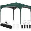 EasyComfort Gazebo da Giardino ad Altezza Regolabile con Fori di Drenaggio e Borsa da Trasporto, in Metallo, Verde