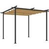 EasyComfort Gazebo Pergola 3x3 con Tetto Retrattile e Fori di Drenaggio in Poliestere e Acciaio, Beige e Nero