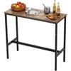 VEVOR Tavolo da Bar, Tavola da bistro, con Struttura in Metallo, Tavolo da Cucina Stretto e Lungo, Tavolo da pranzo, 991 x 406 x 902 mm, per Feste in Soggiorno Pranzo Caffè, Marrone e Nero