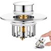 TSJLIKI Filtro di scarico per lavabo, Pop Up 3 in 1, tappo di scarico per vasca da bagno, con filtro in acciaio inox, tappo per lavandino da 37 a 50 mm, nucleo a sfera in ottone, cromato