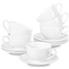 LOVECASA Serie Sweet Servizio da Caffè in Porcellana per 6 Persone, Set da 12, 6 Tazza da Cappuccino e 6 Piattini, 230 ML, Bianco