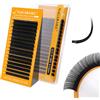 NAGARAKU Ellisse Piatta Ciglia 5ª Generazione Doppie Punte Stabile Ultra Leggere Sottili Naturali Individuale Piatte Divise Single Ellipse Flat Volume lash Nero Opaco 16 File (0.15 D 8-12mm）