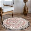 Carvapet Lavabile Tappeto Rotondo 90cm Antiscivolo Sottile Rosa Tappeto a Cerchio Salotto Cameretta Soggiorno Medaglione Retrò Stampato Tappeti di Zona