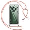 Pnakqil Cover per OPPO Reno 12 FS(5G/4G)/OPPO Reno 12F(5G/4G) con Cordino, Trasparente Custodia con Laccio Tracolla Cellulare Girocollo Collana Protettiva per nan 6.67, Rosa