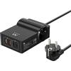 Ewent Stazione ricarica USB GaN 65W rapido 4 porte (2A+2C) PD3.0 PPS. Multipresa 2x Schuko 45° cavo 1,5mt Spina Schuko 16A.Per MacBook Pro/Air,laptop USB-C,iPhone 14/13/12,Samsung Galaxy,Xiaomi