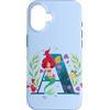 Disney Custodia per iPhone 16 Disney Princess Alfabeto Monogramma Sirena Lettera A per Ariel