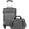 COOLIFE Valigia Cabina Morbida Trolley 58cm e 1 Borsa a Tracolla Grande