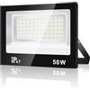 URTBST 50W Faretto Led da Esterno,5000LM Faretti LED Esterno,7000K Bianca Fredda Faro LED Esterno,IP67 Impermeabile Super Luminoso Faretti LED per Giardino,Cortile,Garage,Patio