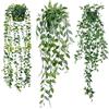 Sggvecsy Piante finte da appendere, confezione da 3 pezzi, eucalipto artificiale in vaso, finto eucalipto, mandala, vite, baccello per casa, interni, esterni, parete, giardino, decorazione per