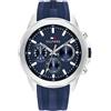 Tommy Hilfiger Orologio Analogico Multifunzione al Quarzo da Uomo con Cinturino in Silicone Blu - 1710649, Blue
