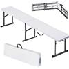 VEVOR Panca Pieghevole in Plastica, Panca Portatile 183 mm, Panca da Esterno Impermeabile in HDPE, Seduta da Pranzo per Picnic e Campeggio con Maniglia Trasporto, per Attività in Giardino, Bianco