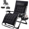 VEVOR Poltrona Relax a Gravità Zero Reclinabile 825 mm, Lettino Relax da Giardino Cortile, Lettino Antigravità Regolabile con Cuscino, Poggiatesta, Poggiapiedi, Portabicchieri Carico 226,8 kg, Nero