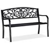 relaxdays Panca da Giardino, a 2 Posti, con Decorazioni Vintage, per Balcone, HxLxP 86,5 x 127 x 60 cm, Nero