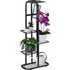 Relaxdays Scaffale Portafiori in Metallo, Fioriera da Esterno e Interno, 6 Mensole Porta Piante, 107 x 44 x 24 cm, Nero, Acciaio, 1 pz