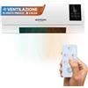 Wintem Stufa e Ventilazione Leggera da Parete fino a 2000W per Aria Calda - Silenzioso con Display LED, Telecomando IR Fissa Compatta Ideale per Piccoli Ambienti
