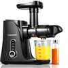 AMZCHEF Spremiagrumi frutta e verdura con 2 modalità di velocità - Slow Juicer con bottiglia portatile e 2 tazze - Senza BPA Cold Press Juicer con LED intelligente e funzione di inversione - Nero