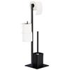 Relaxdays Set di Accessori per WC con Piantana Portarotolo, Porta Scopino, Autoportante, HxLxP: 72 x 25 x 20 cm, Nero