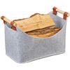 Relaxdays Borsa in Feltro, Cesta Ripiegabile Portariviste, Cesto Manici HxLxP: 27x40 x 22 cm, grigio chiaro