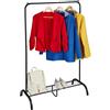 Relaxdays Stand Appendiabiti con Ripiano Porta Scarpe, Asta Attaccapanni da Camera e Ingresso, HLP: 139x90x44 cm, Nero