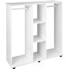 HOMCOM Armadio Guardaroba a Rotelle con 2 Barre e 3 Ripiani Aperti, in Legno e Alluminio, 120x40x128 cm, Bianco | Aosom Italy