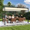 UISEBRT Gazebo in pergola, 3 x 4 m, con robusto telaio in acciaio e tetto apribile di alta qualità in poliestere rivestito in PA, tetto autoportante, ideale per esterni (beige)