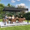 UISEBRT Gazebo in pergola, 3 x 4 m, con robusto telaio in acciaio e tetto apribile di alta qualità in poliestere rivestito PA, tetto autoportante, ideale per esterni (nero)