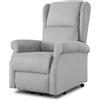 EVERGREENWEB MATERASSI & BEDS EVERGREENWEB - Poltrona Relax Elettrica con Sistema Alzapersona per Anziani con Bottone, Poltrona Reclinabile con Braccioli, Seduta Ergonomica in Tessuto Grigio, per arredo Salotto Soggiorno Ufficio