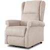 EVERGREENWEB MATERASSI & BEDS EVERGREENWEB - Poltrona Relax Elettrica con Sistema Alzapersona per Anziani con Bottone, Poltrona Reclinabile con Braccioli, Seduta Ergonomica in Tessuto Beige, per arredo Salotto Soggiorno Ufficio