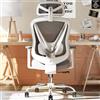 HOLLUDLE Sedia da ufficio ergonomica con supporto lombare 3D e braccioli 3D regolabili - Design a forma di V, sedia da scrivania confortevole per ufficio e casa, Bianca