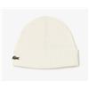 Lacoste Berretto Costina Risvolto Lana 100% Bianco