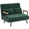 DecHome - Divano Letto 3 in 1 in Tessuto Effetto Velluto con Schienale Regolabile e 2 Cuscini 102x73x81 cm colore Verde