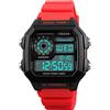 TONSHEN Orologi da Polso Uomo e Donna Impermeabile 50M Plastica Cassa e Gomma Cinturino Fashion Outdoor Sportvio Digitale Militare Tattico Elettronico Orologio Doppio Tempo (Rosso)